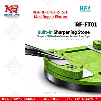 RF4 RF-FT01 2-in-1 Mini Clamping & Sharpening Repair Fixture – Chip & Motherboard Clamp with Built-In Blade Sharpener
