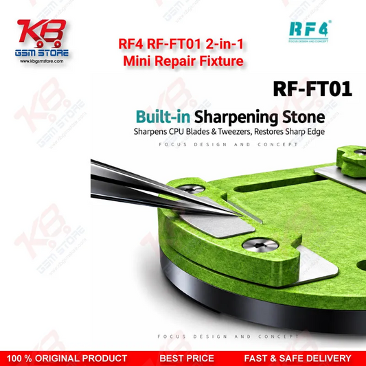 RF4 RF-FT01 2-in-1 Mini Clamping & Sharpening Repair Fixture – Chip & Motherboard Clamp with Built-In Blade Sharpener