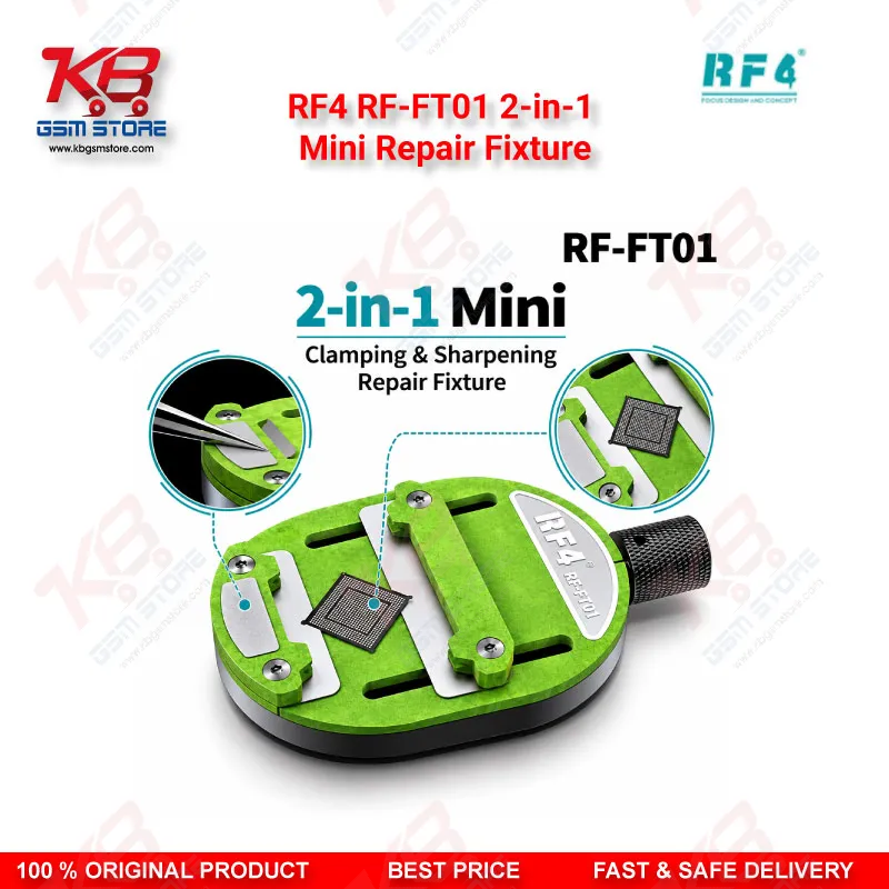 RF4 RF-FT01 2-in-1 Mini Clamping & Sharpening Repair Fixture – Chip & Motherboard Clamp with Built-In Blade Sharpener