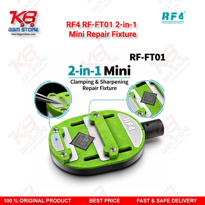 RF4 RF-FT01 2-in-1 Mini Clamping & Sharpening Repair Fixture – Chip & Motherboard Clamp with Built-In Blade Sharpener