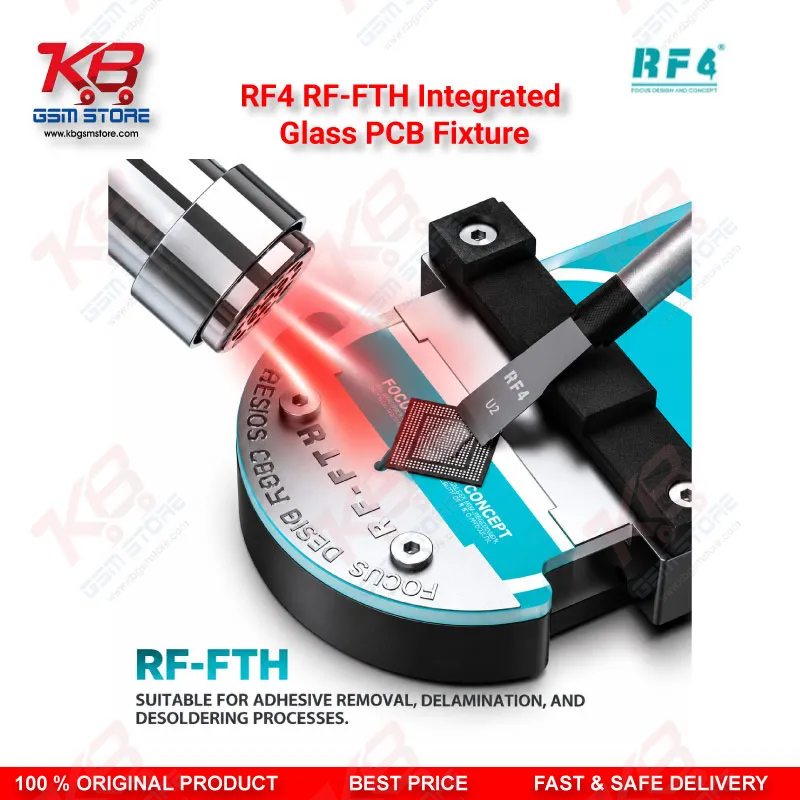 RF4 RF-FTH Integrated Glass PCB Fixture – Dual-Size 58/66mm Motherboard Clamping Stand