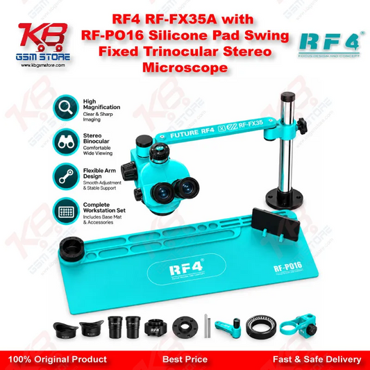 RF4 RF-FX35A with RF-PO16 Silicone Pad Swing Fixed Trinocular Stereo Microscope