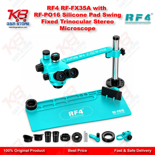 RF4 RF-FX35A with RF-PO16 Silicone Pad Swing Fixed Trinocular Stereo Microscope