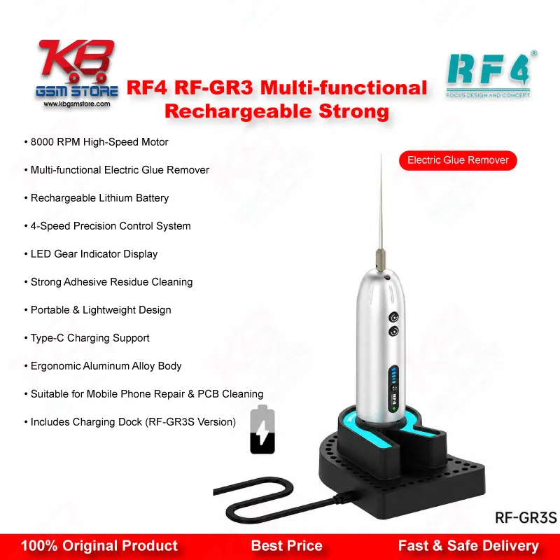 RF4 RF-GR3 Electric Glue Remover – 8000RPM Rechargeable Pen for Mobile Screen Repair