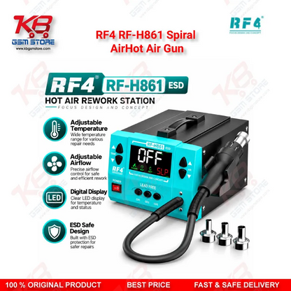 RF4 RF-H861 Spiral AirHot Air Gun — Intelligent Digital Display Desoldering Rework Station with Spiral Air Outlet
