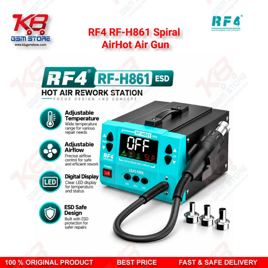 RF4 RF-H861 Spiral AirHot Air Gun — Intelligent Digital Display Desoldering Rework Station with Spiral Air Outlet