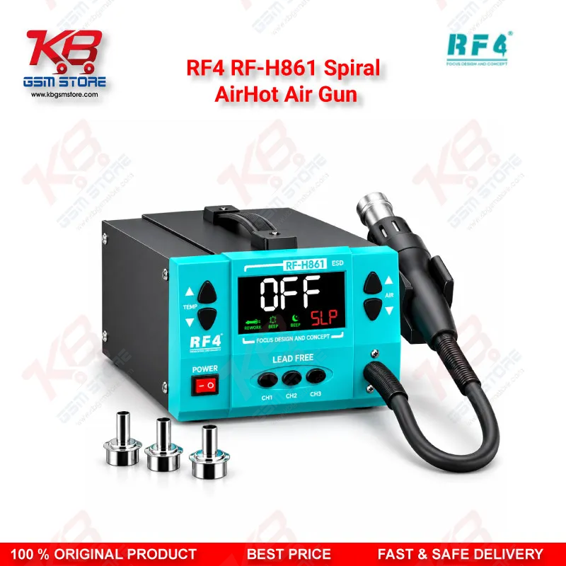 RF4 RF-H861 Spiral AirHot Air Gun — Intelligent Digital Display Desoldering Rework Station with Spiral Air Outlet
