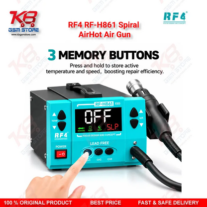 RF4 RF-H861 Spiral AirHot Air Gun — Intelligent Digital Display Desoldering Rework Station with Spiral Air Outlet