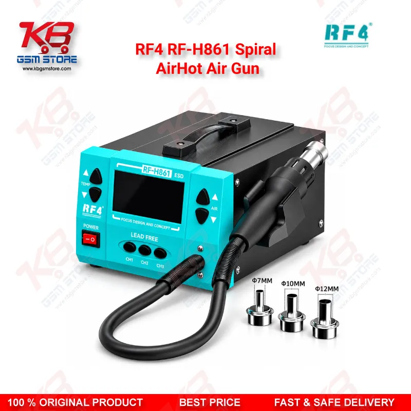 RF4 RF-H861 Spiral AirHot Air Gun — Intelligent Digital Display Desoldering Rework Station with Spiral Air Outlet