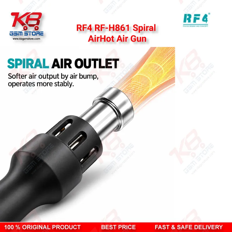 RF4 RF-H861 Spiral AirHot Air Gun — Intelligent Digital Display Desoldering Rework Station with Spiral Air Outlet
