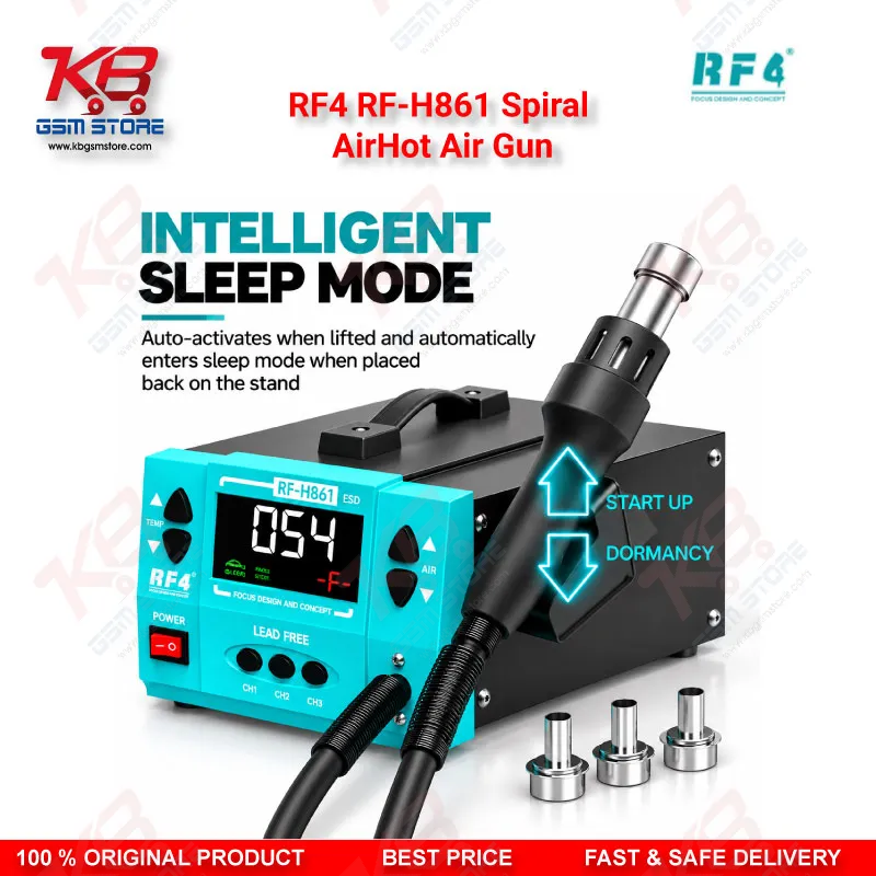 RF4 RF-H861 Spiral AirHot Air Gun — Intelligent Digital Display Desoldering Rework Station with Spiral Air Outlet