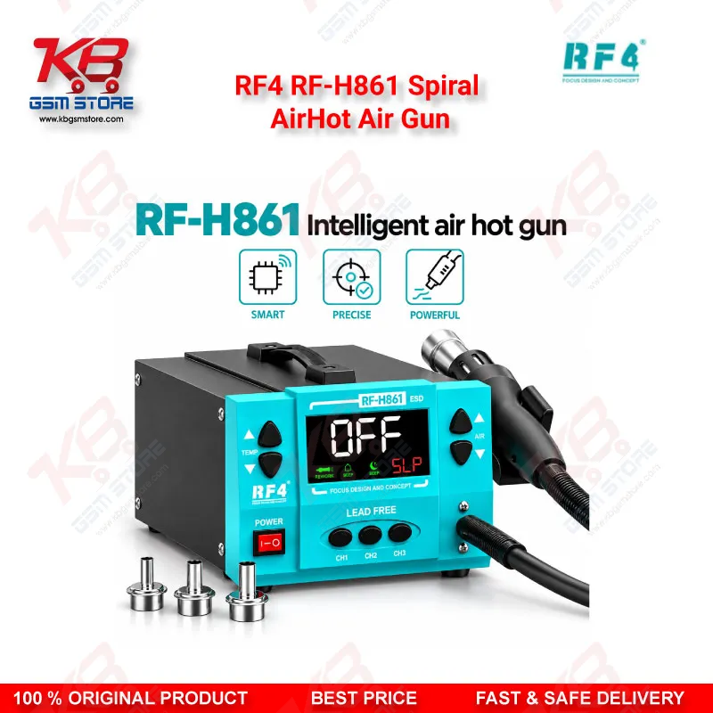 RF4 RF-H861 Spiral AirHot Air Gun — Intelligent Digital Display Desoldering Rework Station with Spiral Air Outlet