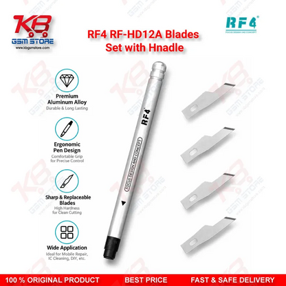 RF4 RF-HD12A Blades Set with Hnadle — 4-in-1 Disassembly Blade & Handle Kit for PCB Glue Removal, Prying, and Screen Separation