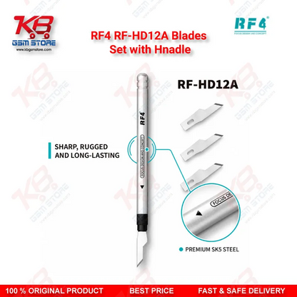 RF4 RF-HD12A Blades Set with Hnadle — 4-in-1 Disassembly Blade & Handle Kit for PCB Glue Removal, Prying, and Screen Separation
