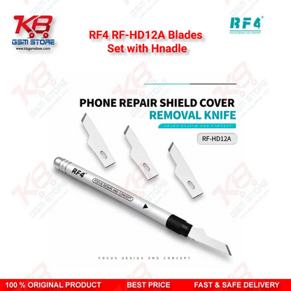 RF4 RF-HD12A Blades Set with Hnadle — 4-in-1 Disassembly Blade & Handle Kit for PCB Glue Removal, Prying, and Screen Separation