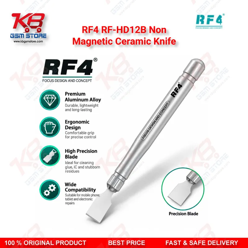 RF4 RF-HD12B Non-Magnetic Ceramic Knife – Non-Magnetic Ceramic Stencil Scraper for BGA Solder Paste Removal