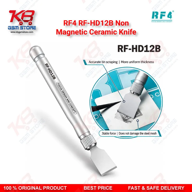 RF4 RF-HD12B Non-Magnetic Ceramic Knife – Non-Magnetic Ceramic Stencil Scraper for BGA Solder Paste Removal