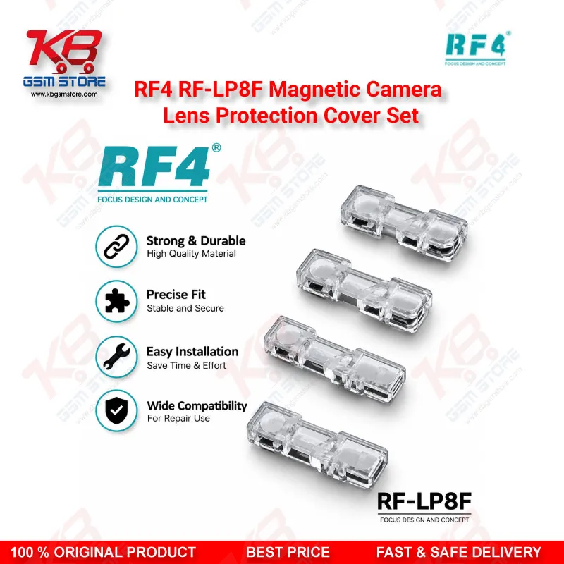 RF4 RF-LP8F Magnetic Camera Lens Protection Cover Set for iPhone X to 17 Pro Max – 8-Piece Camera Module Protector