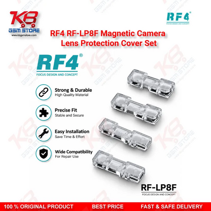 RF4 RF-LP8F Magnetic Camera Lens Protection Cover Set for iPhone X to 17 Pro Max – 8-Piece Camera Module Protector