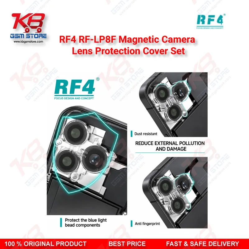 RF4 RF-LP8F Magnetic Camera Lens Protection Cover Set for iPhone X to 17 Pro Max – 8-Piece Camera Module Protector