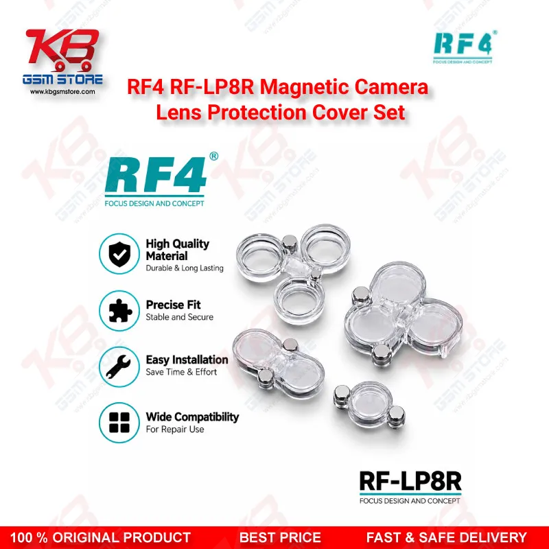 RF4 RF-LP8R Magnetic Camera Lens Protection Cover Set – 8-Variant iPhone Camera Module Dust Guard (X to 17 Pro Max)