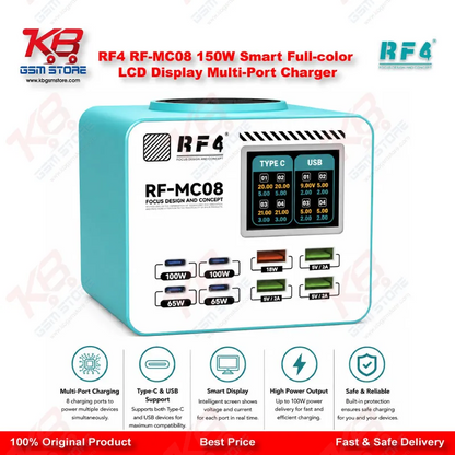RF4 RF-MC08 150W Smart Full-Color LCD Multi-Port Charging Station