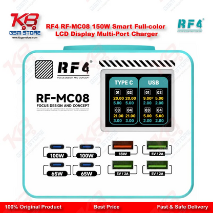 RF4 RF-MC08 150W Smart Full-Color LCD Multi-Port Charging Station