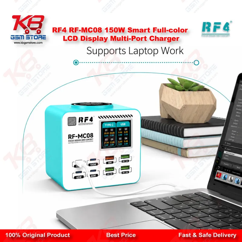 RF4 RF-MC08 150W Smart Full-Color LCD Multi-Port Charging Station