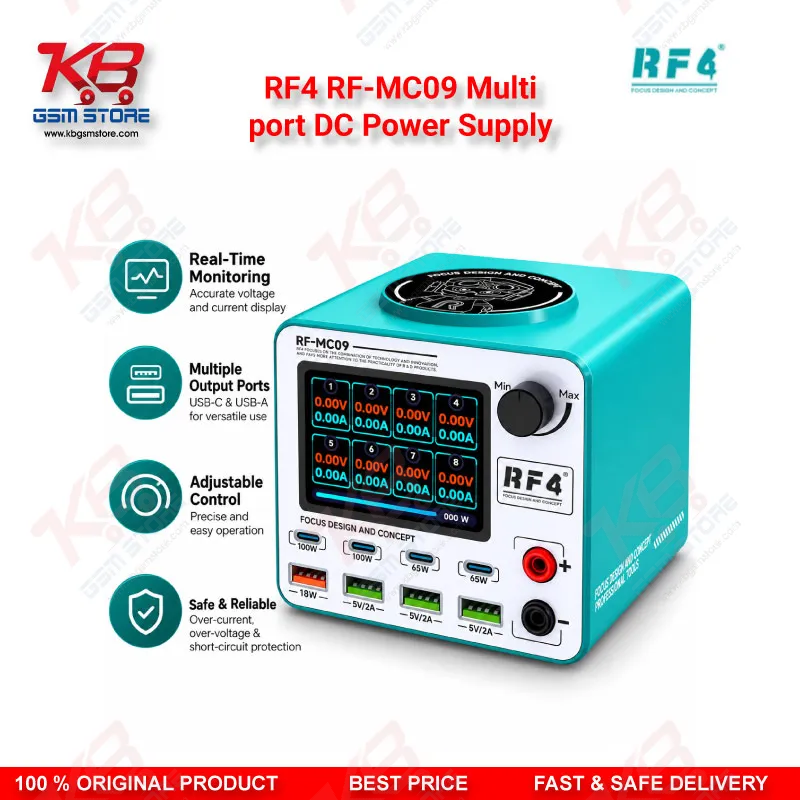 RF4 RF-MC09 Multi-Port DC Power Supply with Wireless Charging & 100W Fast Charge