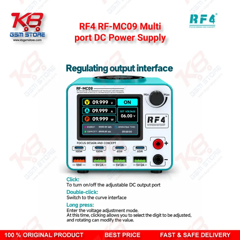 RF4 RF-MC09 Multi-Port DC Power Supply with Wireless Charging & 100W Fast Charge
