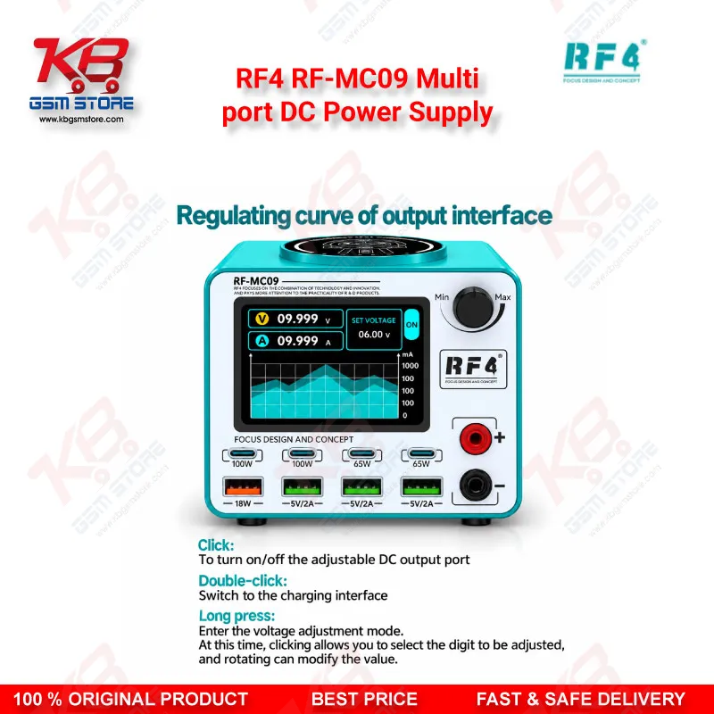 RF4 RF-MC09 Multi-Port DC Power Supply with Wireless Charging & 100W Fast Charge