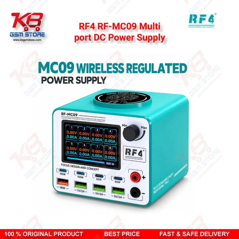 RF4 RF-MC09 Multi-Port DC Power Supply with Wireless Charging & 100W Fast Charge