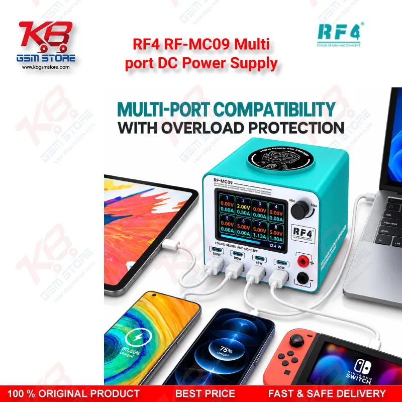 RF4 RF-MC09 Multi-Port DC Power Supply with Wireless Charging & 100W Fast Charge