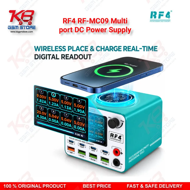RF4 RF-MC09 Multi-Port DC Power Supply with Wireless Charging & 100W Fast Charge
