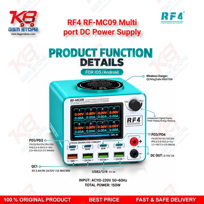 RF4 RF-MC09 Multi-Port DC Power Supply with Wireless Charging & 100W Fast Charge