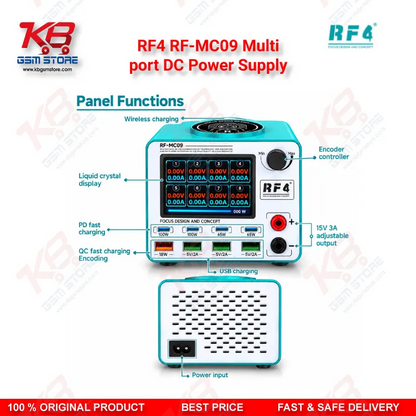 RF4 RF-MC09 Multi-Port DC Power Supply with Wireless Charging & 100W Fast Charge