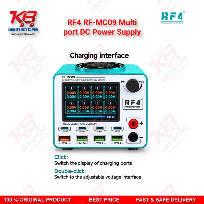 RF4 RF-MC09 Multi-Port DC Power Supply with Wireless Charging & 100W Fast Charge