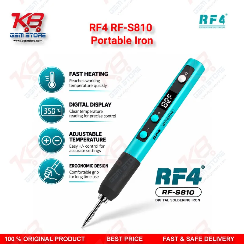 RF4 RF-S810 Portable Iron – Type-C Rechargeable Soldering Iron with 200-500°C Adjustable Temperature for Mobile Repair Technicians