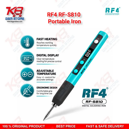 RF4 RF-S810 Portable Iron – Type-C Rechargeable Soldering Iron with 200-500°C Adjustable Temperature for Mobile Repair Technicians