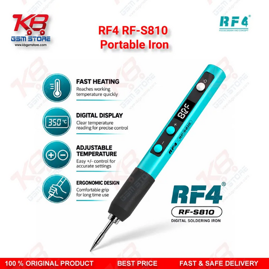 RF4 RF-S810 Portable Iron – Type-C Rechargeable Soldering Iron with 200-500°C Adjustable Temperature for Mobile Repair Technicians