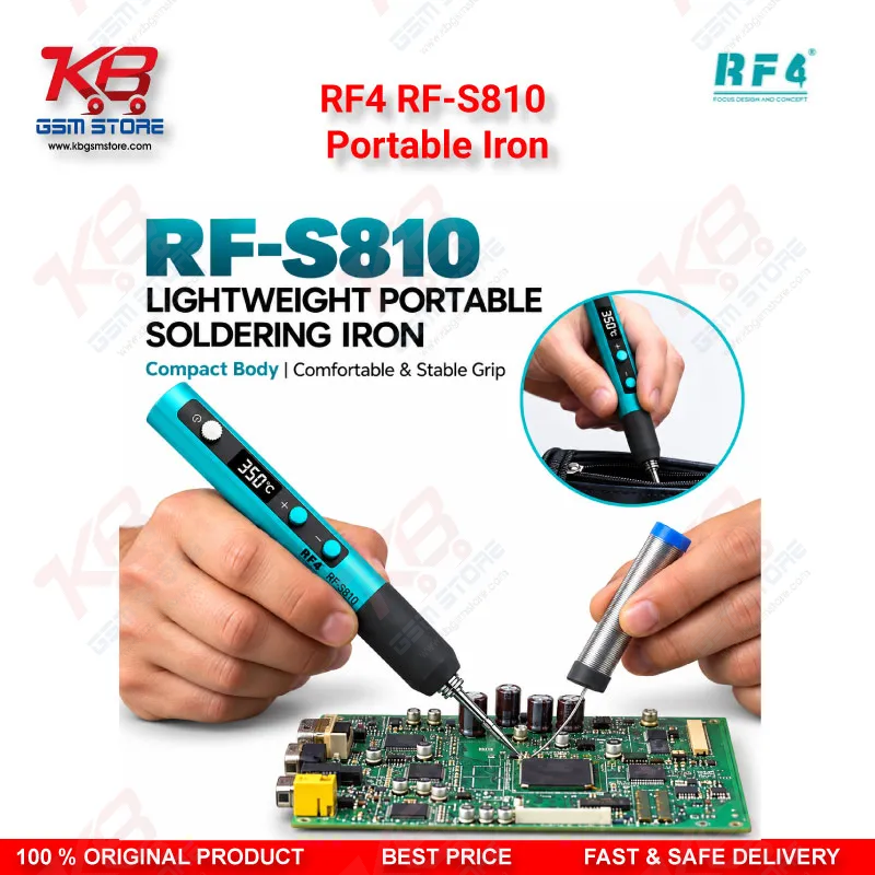 RF4 RF-S810 Portable Iron – Type-C Rechargeable Soldering Iron with 200-500°C Adjustable Temperature for Mobile Repair Technicians