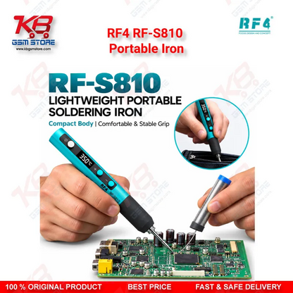 RF4 RF-S810 Portable Iron – Type-C Rechargeable Soldering Iron with 200-500°C Adjustable Temperature for Mobile Repair Technicians
