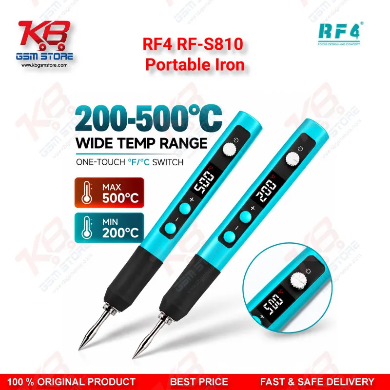 RF4 RF-S810 Portable Iron – Type-C Rechargeable Soldering Iron with 200-500°C Adjustable Temperature for Mobile Repair Technicians