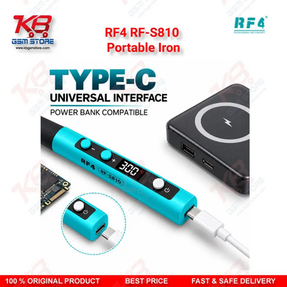 RF4 RF-S810 Portable Iron – Type-C Rechargeable Soldering Iron with 200-500°C Adjustable Temperature for Mobile Repair Technicians