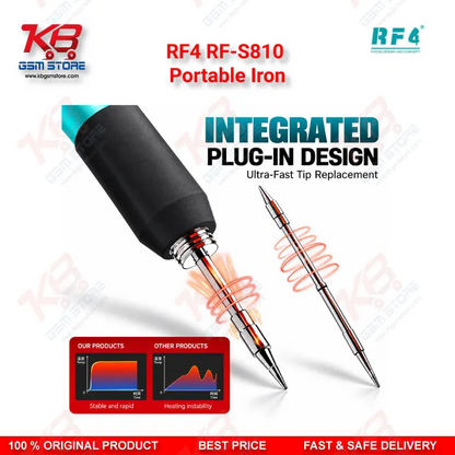 RF4 RF-S810 Portable Iron – Type-C Rechargeable Soldering Iron with 200-500°C Adjustable Temperature for Mobile Repair Technicians