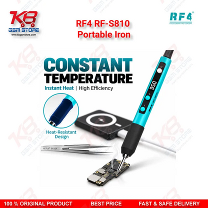 RF4 RF-S810 Portable Iron – Type-C Rechargeable Soldering Iron with 200-500°C Adjustable Temperature for Mobile Repair Technicians