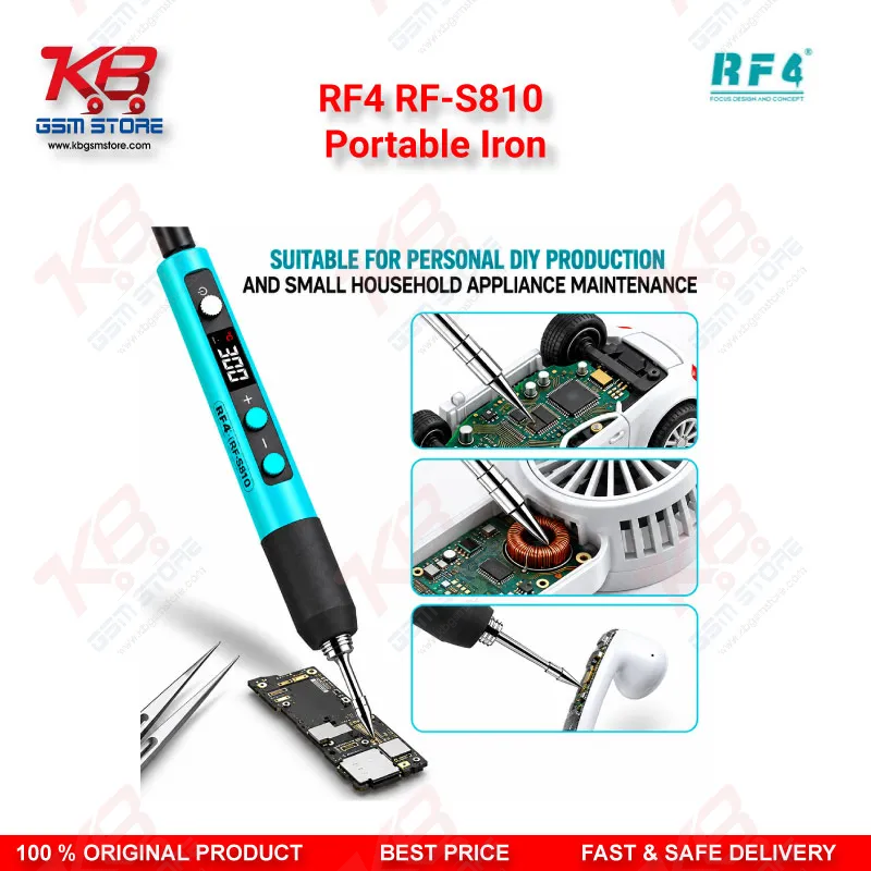 RF4 RF-S810 Portable Iron – Type-C Rechargeable Soldering Iron with 200-500°C Adjustable Temperature for Mobile Repair Technicians