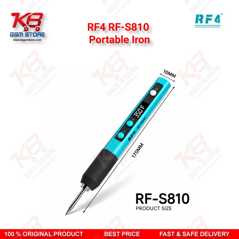 RF4 RF-S810 Portable Iron – Type-C Rechargeable Soldering Iron with 200-500°C Adjustable Temperature for Mobile Repair Technicians