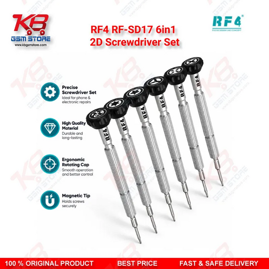 RF4 RF-SD17 6in1 2D Screwdriver Set – Magnetic S2 Steel Precision Screwdriver Kit for Mobile Phone Repair