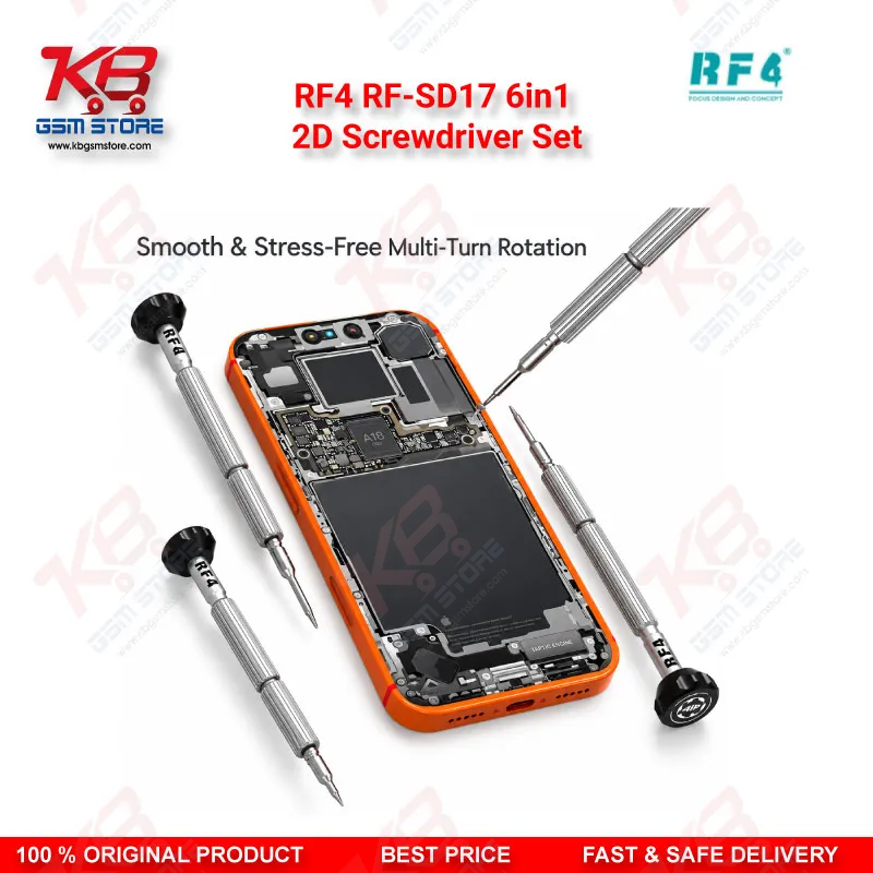 RF4 RF-SD17 6in1 2D Screwdriver Set – Magnetic S2 Steel Precision Screwdriver Kit for Mobile Phone Repair